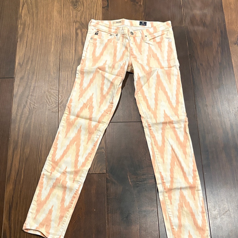 AG Adriano Goldschmied Peach Zigzag Skinny Jeans